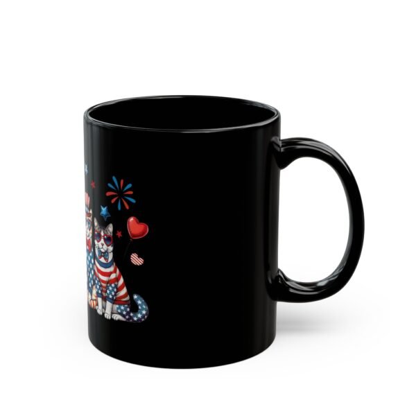 Patriotic Cat Mug, Black Cat Mug, 4th of July Coffee Mug, Gift for Cat Lovers, Animal Lover's Mug, USA Flag Design, Cute Pet Mug - Image 2
