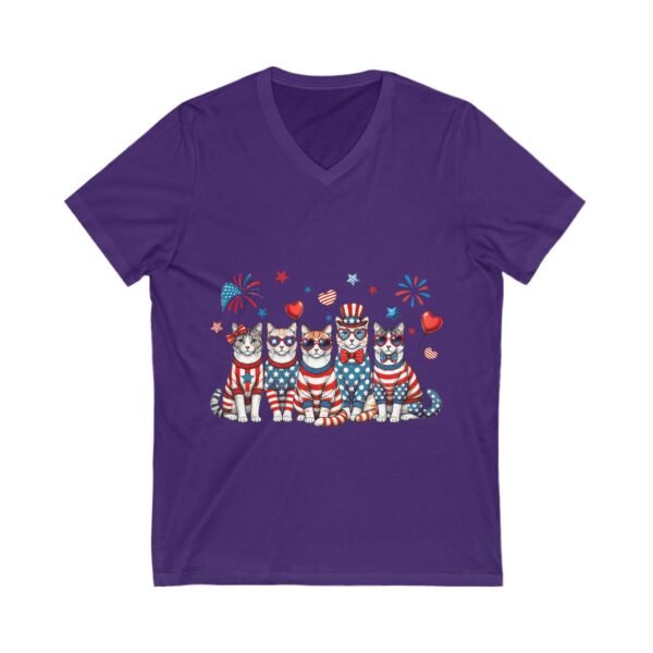 Patriotic Cat V-Neck Tee, 4th of July Shirt, Cat Lover Gift, Unisex T-Shirt, Holiday Apparel, Summer Celebration Top - Image 11