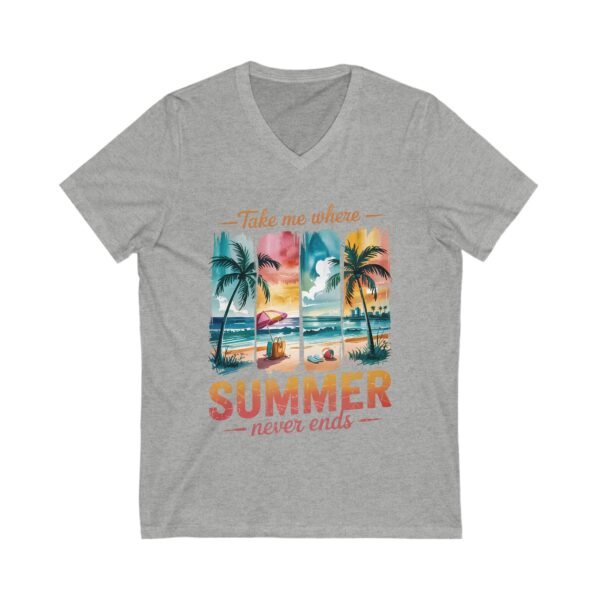 RML Summer Vibes V-Neck Tee, Tropical Graphic T-Shirt, Beach Lover's Shirt, Vacation Outfit, Casual Summer Top, Gift for Travelers - Image 5