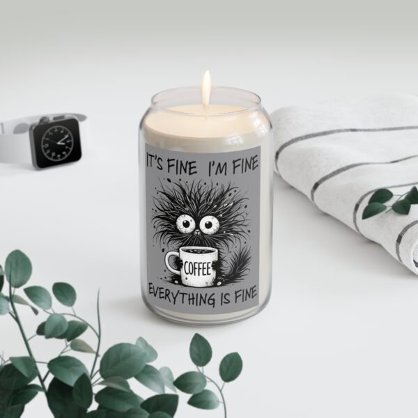 Cozy Coffee Scented Candle, Relaxing Gift for Home, Cute Decor, Humor Candle, Self-Care, Stress Relief Candle, Everything is Fine - Image 4