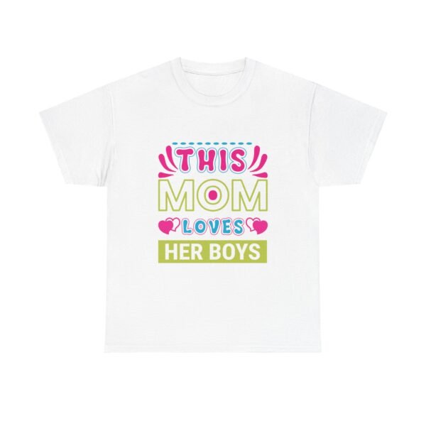 Mom Love Unisex Heavy Cotton Tee - This Mom Loves Her Boys Gift, Family T-Shirt, Cute Mom Shirt, Mother's Day Apparel, Cozy Casual Tee - Image 5