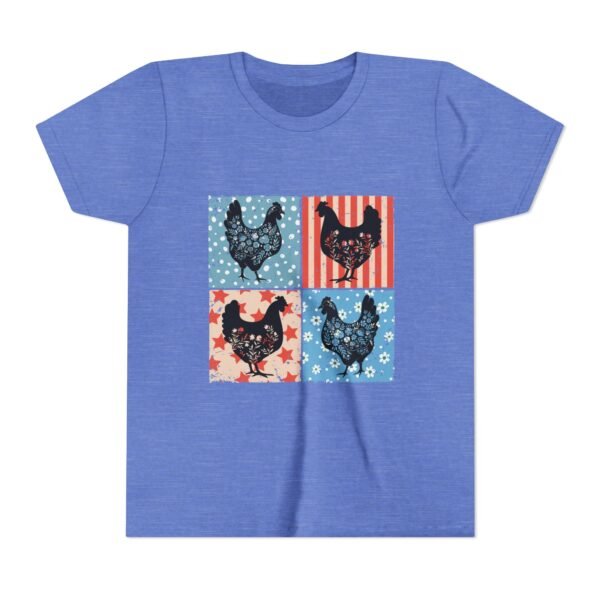 Patriotic Chicken Youth Tee, Fun Summer Wear, Gifts for Kids, Farmhouse Style Shirt, Fourth of July Apparel - Image 14