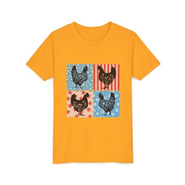 Patriotic Chicken Youth Tee, Fun Summer Wear, Gifts for Kids, Farmhouse Style Shirt, Fourth of July Apparel - Image 3