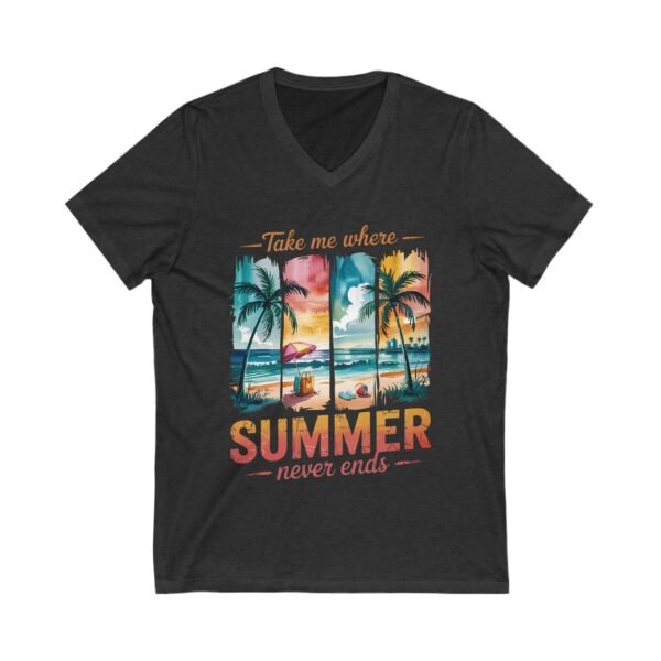 RML Summer Vibes V-Neck Tee, Tropical Graphic T-Shirt, Beach Lover's Shirt, Vacation Outfit, Casual Summer Top, Gift for Travelers