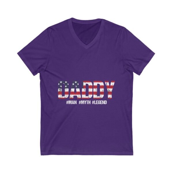 Patriotic Daddy V-Neck Tee, Father's Day Gift, USA Flag Shirt, Unisex Casual Wear, Summer Wardrobe Essential, Gift for Dads