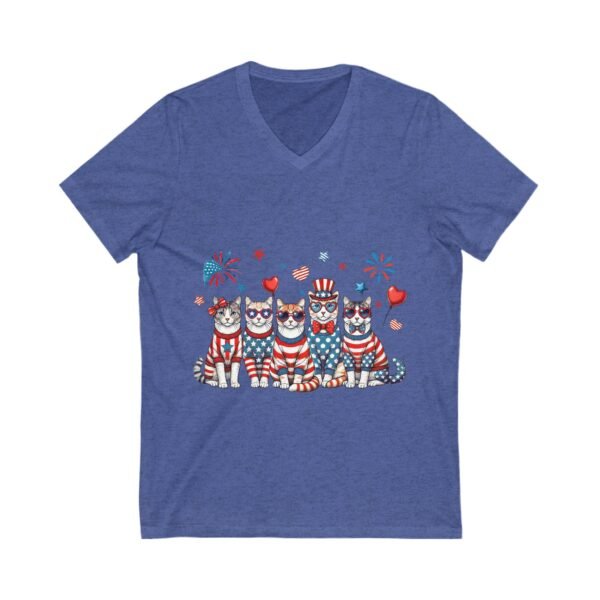 Patriotic Cat V-Neck Tee, 4th of July Shirt, Cat Lover Gift, Unisex T-Shirt, Holiday Apparel, Summer Celebration Top - Image 7