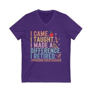 Proud Retired Teacher Tee, Unisex V-Neck, Teacher Appreciation Gift, Retirement Gift, Classroom Humor Shirt, Educational Theme Apparel