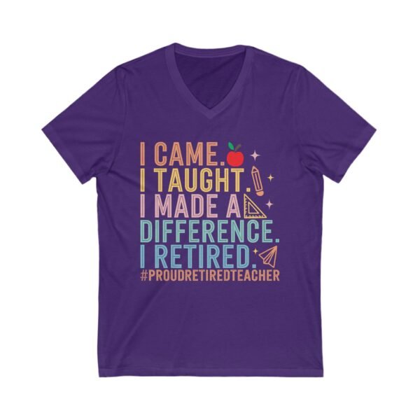 Proud Retired Teacher Tee, Unisex V-Neck, Teacher Appreciation Gift, Retirement Gift, Classroom Humor Shirt, Educational Theme Apparel
