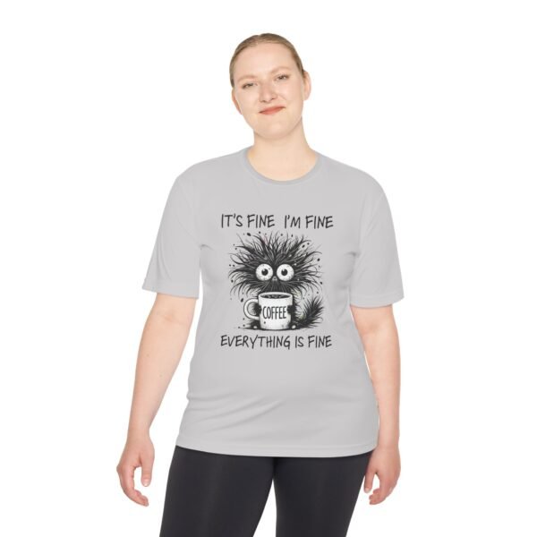 Funny Coffee Lovers Unisex Tee - It's Fine I'm Fine, Humorous Gift, Casual Wear, Coffee Lover Shirt, Moisture Wicking T-shirt - Image 12