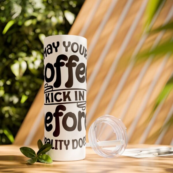 Coffee Kick-In Skinny Tumbler, 20oz | Motivational Drinkware for Daily Boost, Gifts for Coffee Lovers, Travel Mug, Unique Drink [...] - Image 6