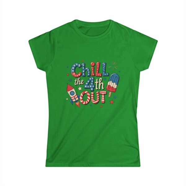 Red, White & Blue 'Chill the 4th Out' Women's Softstyle Tee - July 4th Celebration Shirt, Patriotic Graphic Tee, Independence Day [...] - Image 10
