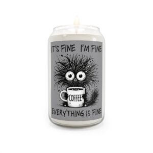 Cozy Coffee Scented Candle, Relaxing Gift for Home, Cute Decor, Humor Candle, Self-Care, Stress Relief Candle, Everything is Fine