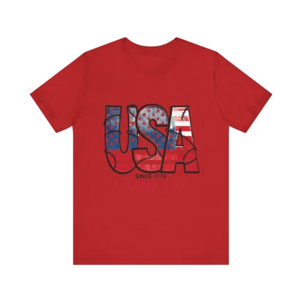 USA Flag Patriotic Tee, Unisex Short Sleeve T-Shirt, Fourth of July Gift, Americana Apparel, Casual Summer Shirt - Image 40