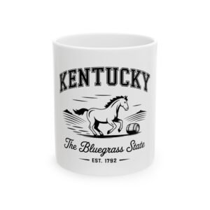 Kentucky Themed Ceramic Mug | Horse & Barrel Design | Perfect Gift for State Pride, Home Decor, Coffee Lovers, Souvenir, Travel