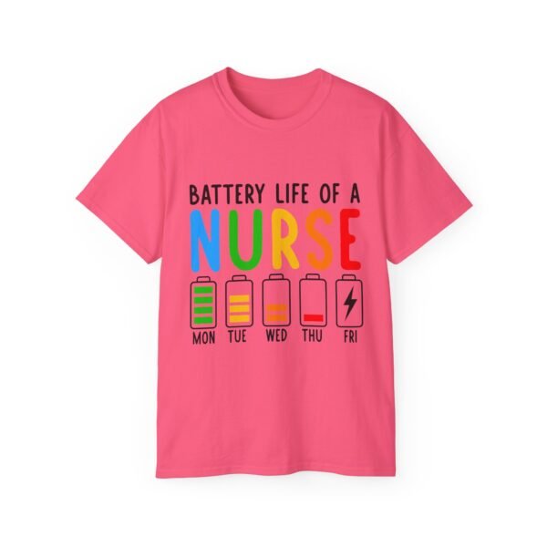 Battery Life of a Nurse Tee, Funny Nurse Gift, Healthcare Worker Shirt, Nursing Humor Apparel, Nurse Appreciation Day Tee - Image 44