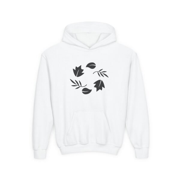 Youth Leaf Print Hooded Sweatshirt - Cozy Autumn Vibes, Perfect for Fall, Nature Lovers, Casual Wear, Warmth - Image 3