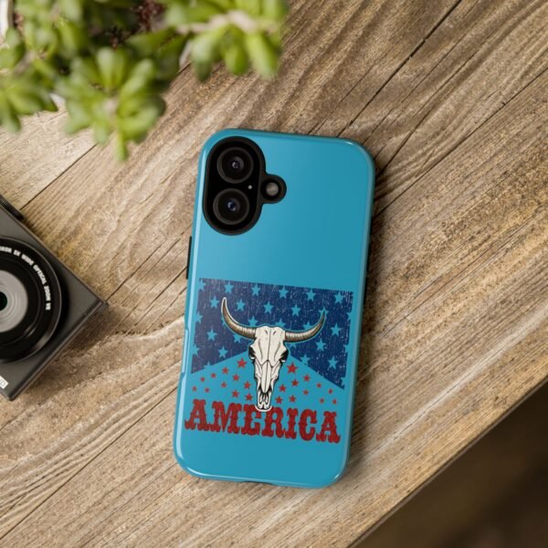 Tough Cases - American Flag Cow Skull Phone Case, Patriotic Phone Cover, Unique Cellphone Case, Gift for Her, Country Style Accessory - Image 4