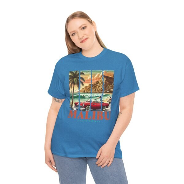 Malibu Vibes Unisex Heavy Cotton Tee, Vintage California T-Shirt, Beachwear, Summer Outing, Casual Wear, Gift for Travelers - Image 8