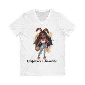 Confidence is Beautiful V-Neck Tee, Inspirational T-Shirt, Casual Wear, Empowerment Apparel, Gift for Her, Spring Fashion