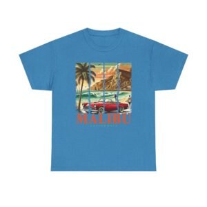 Malibu Vibes Unisex Heavy Cotton Tee, Vintage California T-Shirt, Beachwear, Summer Outing, Casual Wear, Gift for Travelers