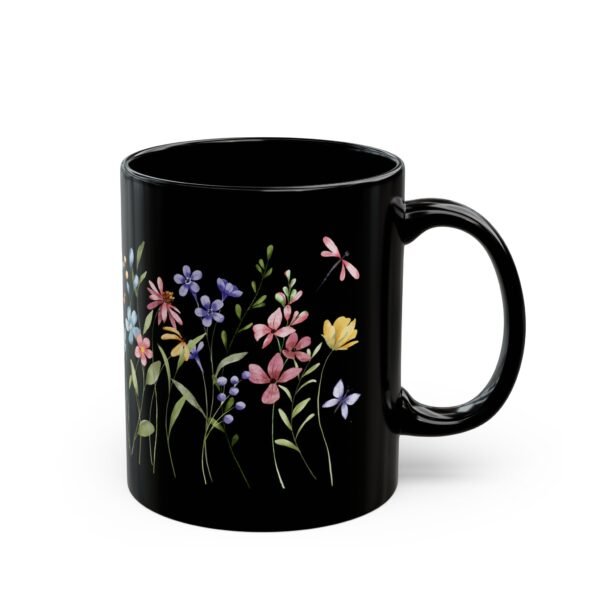 Floral Black Mug with Wildflowers Design, Coffee Cup, Gift for Garden Lovers, Mother's Day, Flower Enthusiast, Tea Mug, Home Decor - Image 2