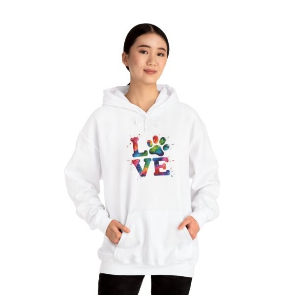 Colorful Paw Print Love Sweatshirt | Unisex Hoodie for Pet Lovers, Animal Rescue Fundraiser, Cozy Gift, Cute & Comfy Wear - Image 8