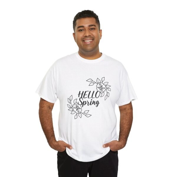 Hello Spring Floral Unisex Heavy Cotton Tee, Spring Tee, Floral T-Shirt, Gift for Her, Casual Wear, Seasonal Apparel - Image 10