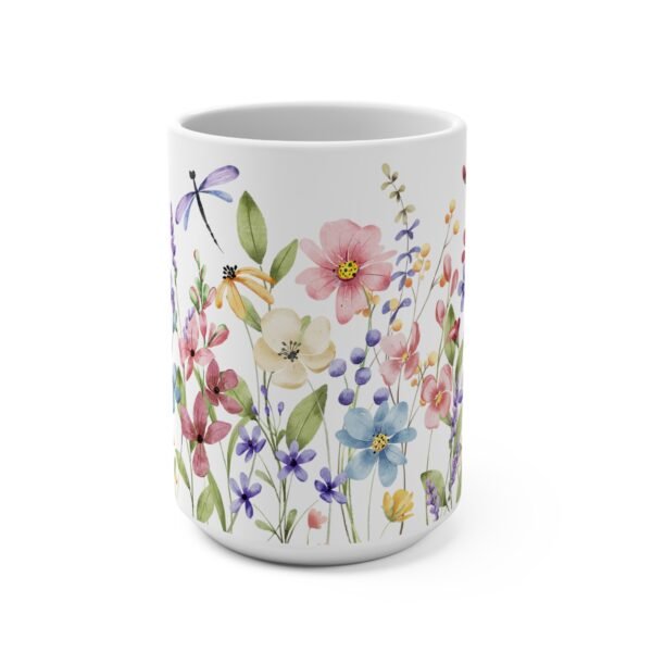 Floral Garden Mug 15oz - Vibrant Botanical Coffee Cup, Flower Lover Gift, Nature Mug, Tea Time Accessory, Spring Decor