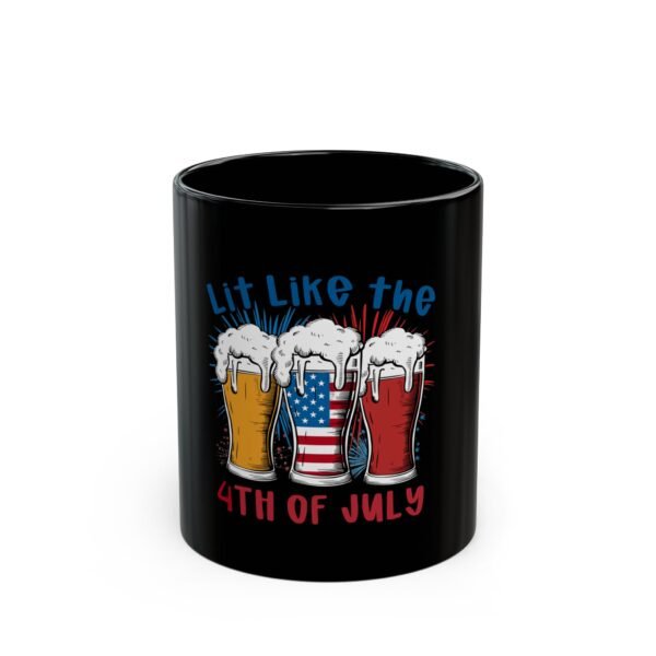 Patriotic Black Mug for Celebrating Independence Day, 4th of July Coffee Cup, Gift for Beer Lovers, Holiday Drinkware