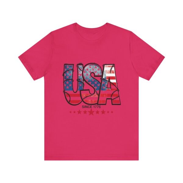 USA Flag Patriotic Tee, Unisex Short Sleeve T-Shirt, Fourth of July Gift, Americana Apparel, Casual Summer Shirt - Image 34