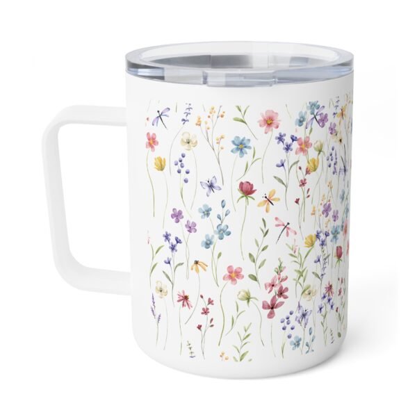 Floral Insulated Coffee Mug, Flower Mug, Gift for Her, Warm Beverage Cup, Spring Decor, Unique Tea Mug, Floral Design Coffee Cup - Image 3