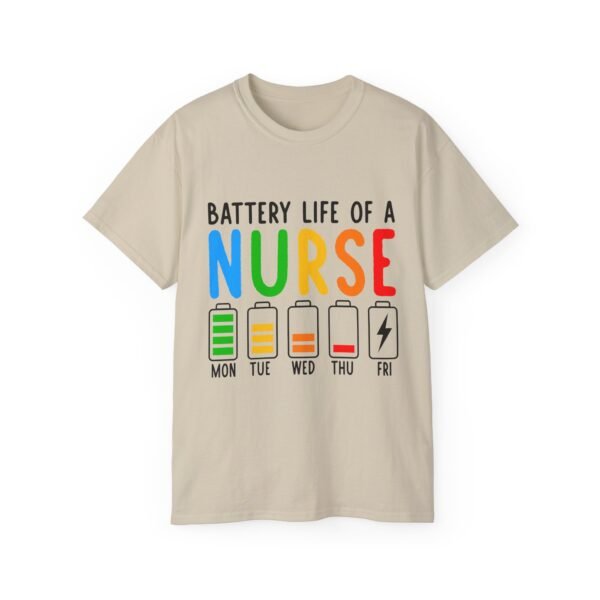 Battery Life of a Nurse Tee, Funny Nurse Gift, Healthcare Worker Shirt, Nursing Humor Apparel, Nurse Appreciation Day Tee - Image 12