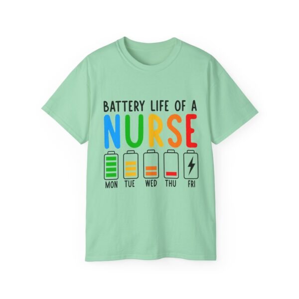 Battery Life of a Nurse Tee, Funny Nurse Gift, Healthcare Worker Shirt, Nursing Humor Apparel, Nurse Appreciation Day Tee