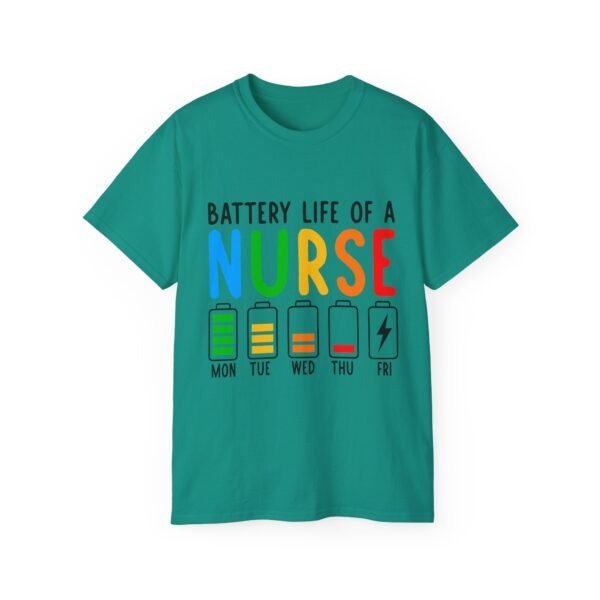 Battery Life of a Nurse Tee, Funny Nurse Gift, Healthcare Worker Shirt, Nursing Humor Apparel, Nurse Appreciation Day Tee - Image 28