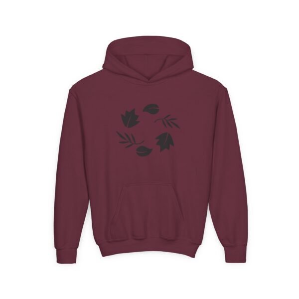 Youth Leaf Print Hooded Sweatshirt - Cozy Autumn Vibes, Perfect for Fall, Nature Lovers, Casual Wear, Warmth - Image 9