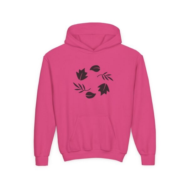 Youth Leaf Print Hooded Sweatshirt - Cozy Autumn Vibes, Perfect for Fall, Nature Lovers, Casual Wear, Warmth - Image 15