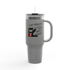 Funny Cat Insulated Travel Mug, 40oz – Perfect for Coffee Lovers, Gifts for Cat Owners, Humor Gifts, Travel Coffee Cup, Vacation Mug