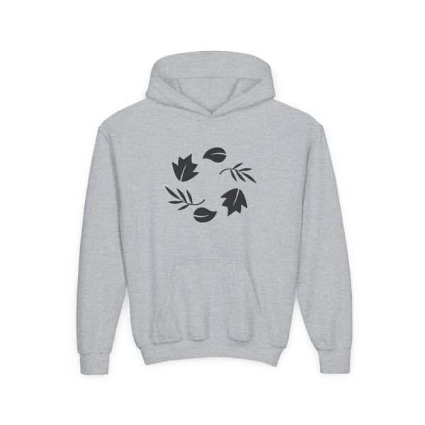 Youth Leaf Print Hooded Sweatshirt - Cozy Autumn Vibes, Perfect for Fall, Nature Lovers, Casual Wear, Warmth - Image 5