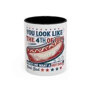 Patriotic Funny Coffee Mug – Ideal for Fourth of July Celebrations, Hot Dog Lovers, Gifts for Friends, Kitchen Decor, Fun Drinkware