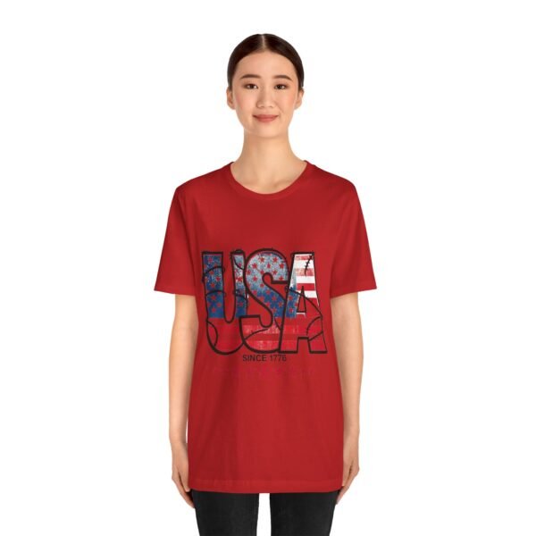 USA Flag Patriotic Tee, Unisex Short Sleeve T-Shirt, Fourth of July Gift, Americana Apparel, Casual Summer Shirt - Image 44