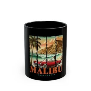 Malibu Black Mug, perfect for moms as a gift, with a sleek design and Ceramic finish.