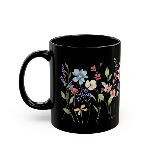 Floral Black Mug with Wildflowers Design, Coffee Cup, Gift for Garden Lovers, Mother's Day, Flower Enthusiast, Tea Mug, Home Decor - Image 3