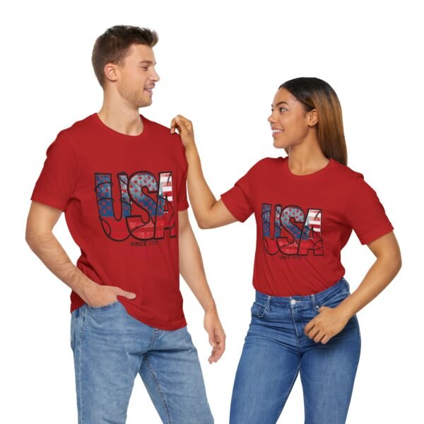 USA Flag Patriotic Tee, Unisex Short Sleeve T-Shirt, Fourth of July Gift, Americana Apparel, Casual Summer Shirt - Image 45