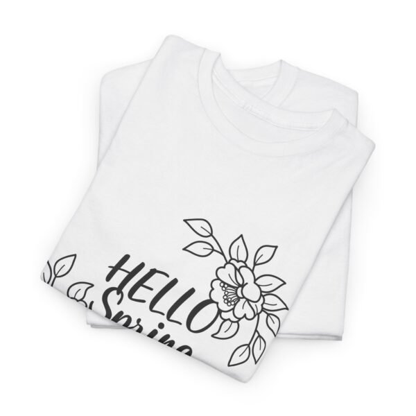 Hello Spring Floral Unisex Heavy Cotton Tee, Spring Tee, Floral T-Shirt, Gift for Her, Casual Wear, Seasonal Apparel - Image 7