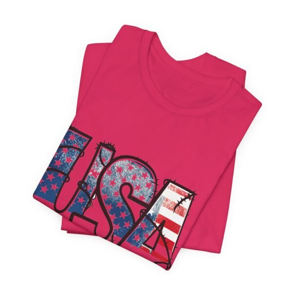 USA Flag Patriotic Tee, Unisex Short Sleeve T-Shirt, Fourth of July Gift, Americana Apparel, Casual Summer Shirt - Image 36