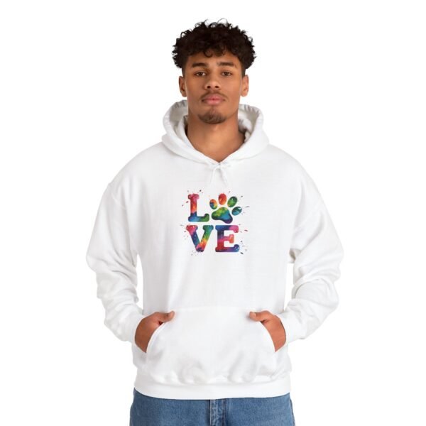 Colorful Paw Print Love Sweatshirt | Unisex Hoodie for Pet Lovers, Animal Rescue Fundraiser, Cozy Gift, Cute & Comfy Wear - Image 7
