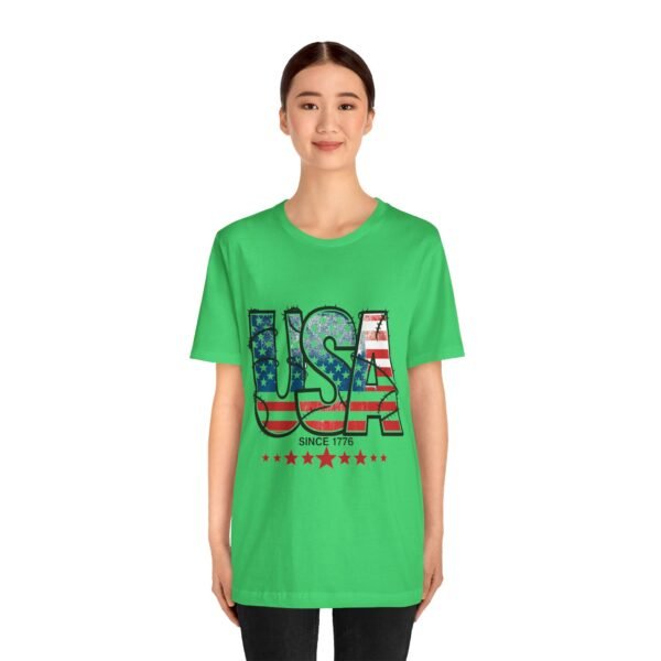USA Flag Patriotic Tee, Unisex Short Sleeve T-Shirt, Fourth of July Gift, Americana Apparel, Casual Summer Shirt - Image 24