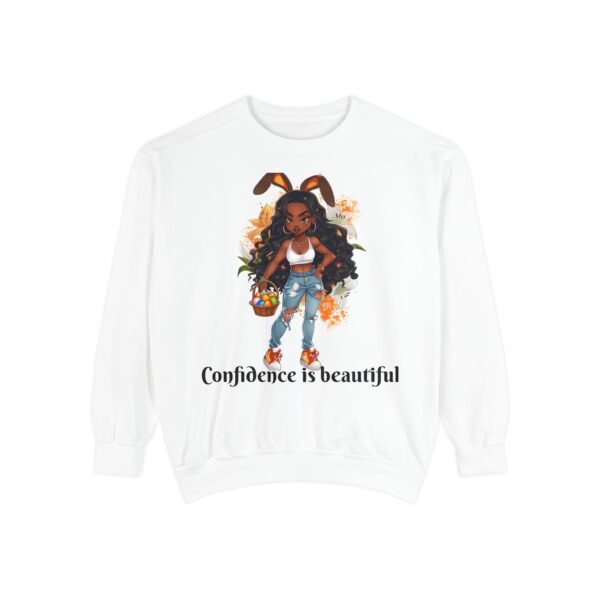 Confidence is Beautiful Garment-Dyed Sweatshirt, Unisex Pullover, Casual Fashion, Gift for Her, Spring Outfit, Self-Love Statement