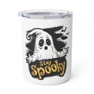 Spooky Insulated Coffee Mug, 10oz | Halloween Travel Cup | Ghost Design | Trick or Treat | Fall Decor | Unique Gift Idea