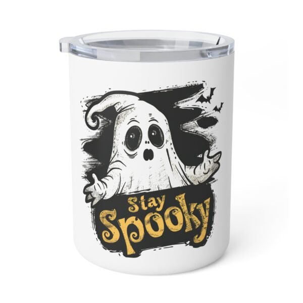 Spooky Insulated Coffee Mug, 10oz | Halloween Travel Cup | Ghost Design | Trick or Treat | Fall Decor | Unique Gift Idea